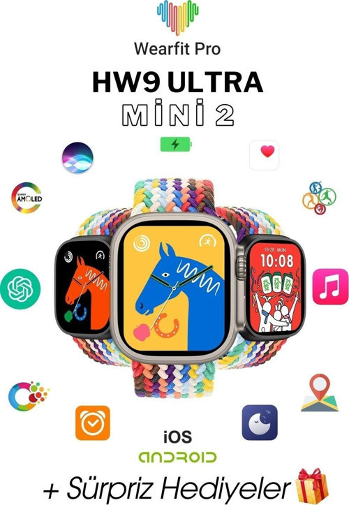 Hw9 Pro Max Akıllı Kol Saati Smart Watch Model:İnç 45 Mm Amoled Ekran (Gri)