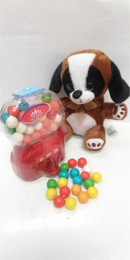 2 Si 1 Arada / Sevimli Arkadaşım Minik Yavru Köpek 15 Cm Ve Jackpot Sakız Makinası
