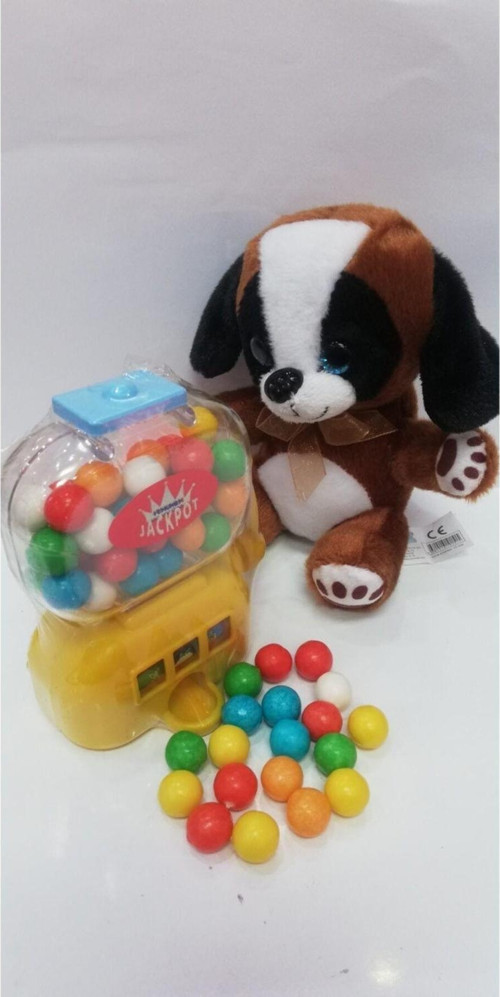 2 Si 1 Arada / Sevimli Arkadaşım Minik Yavru Köpek 15 Cm Ve Jackpot Sakız Makinası