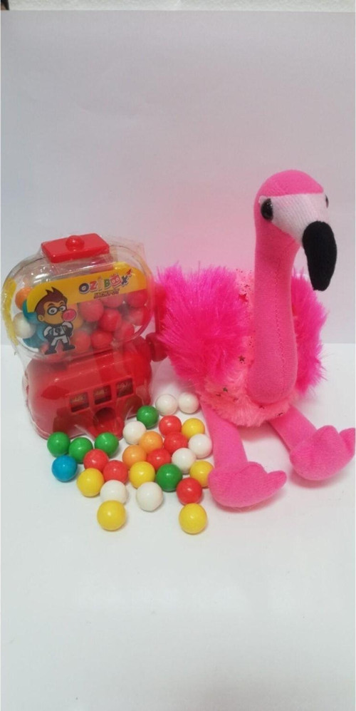 2 Si 1 Arada / Sevimli Flamingo 25 Cm Ve Jackpot Sakız Makinası