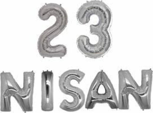 23 Nisan Harf Folyo Balon Seti / Gümüş