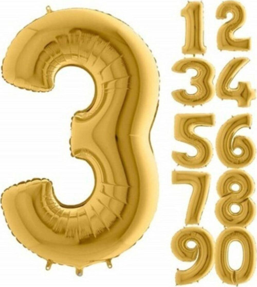 3 Yaş Rakam Folyo Balon Gold 100 Cm ,doğum Günü, Yaşgünü, Parti, Özel Gün, Sürpriz, Hediye