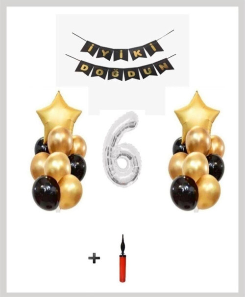 6 Yaş - Gümüş Silver Folyo Balon Parti Seti