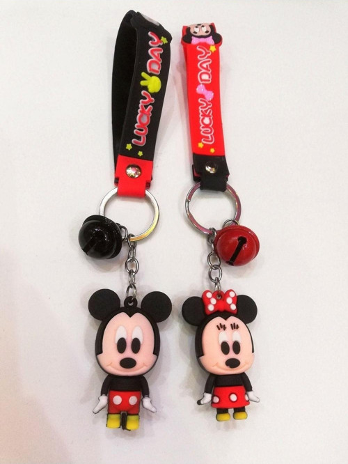 Efsane 2'li Mickey Ve Minnie Karakter Oyuncak Silikon Anahtarlık Çanta Süsü Aksesuar Kolleksiyon