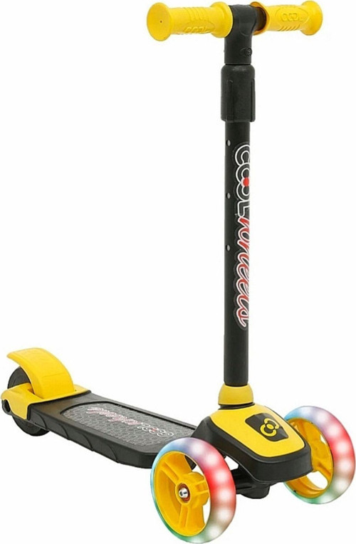 Kaliteli Sarı Çocuk Scooter Coll Wheels Led Işıklı 3 Tekerlekli Yükseklik Ayarlı Twist Scooter