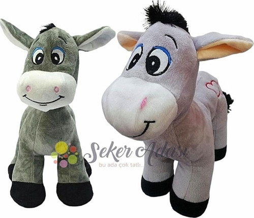 Oyuncak Yavrulu Ikili 28 Cm Sevimli Peluş Eşek - Uyku Ve Oyun Arkadaşı Hediyelik