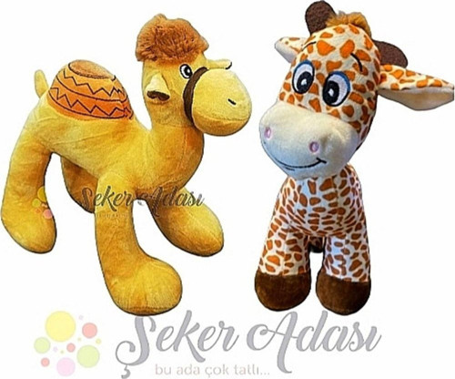 Peluş Zürafa Zuzu ve Peluş Deve 2 li Oyuncak Oyun ve Uyku Arkadaşı
