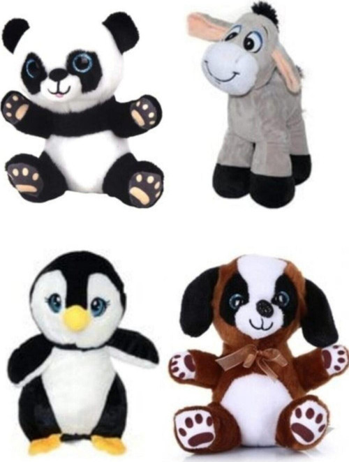 Sevimli 4 Kafadar / Sevimli Panda 15 Cm ,eşek Sıpası 15 Cm ,tombiş Penguen 15 Cm ,akıllı Köpek 15 Cm