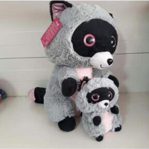 Sevimli Rakun 23 cm Ve Afacan Rakun Yavrusu 17 cm Peluş
