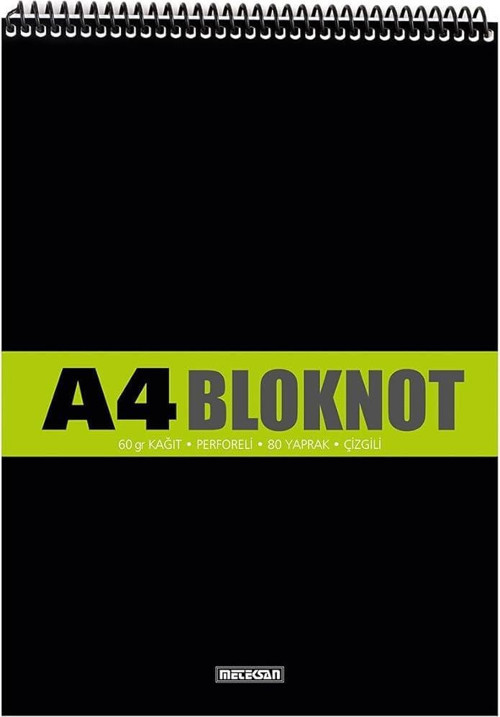BLOKNOT A4 80 YAPRAK ÇİZGİLİ SPİRALLİ