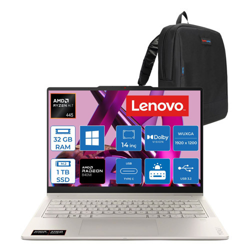 Yoga 7 2-In-1 14AGP11 Amd Ryzen™ Aı 7 445 Aı 32GB Ddr5 Ddr5 1tb SSD 14" Wuxga Dokunmatik (1920X1200) OLED 400NITS WIN11HOME +Yoga® Mouse+Lenovo® Yoga® Pen Gen 2 83TD005QTRH03+ZETTAÇANTA