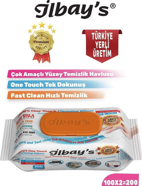 Easy Clean Çok Amaçlı Yüzey Temizlik Islak Havlusu Temizlik Bezi 100x2=200 Yaprak