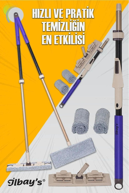 Teleskopik Klipsli Mikrofiber Paspas Mop 360°c Döner Başlık Tüm Yüzeyler Için(ÖZEL KUTUDA)