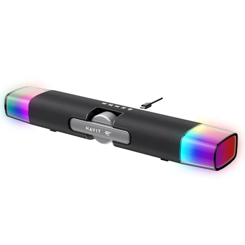 Gamenote SK222 RGB Oyuncu Kablolu Bluetooth Soundbar Hoparlör - Çift Modlu Bilgisayar Hoparlörü - Siyah