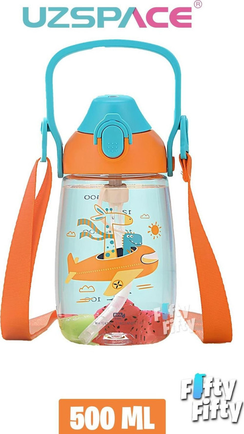 Pipetli 500 Ml Boyun Askılı Tritan Çocuk Su Matarası -Kutulu- FFUZ2201500