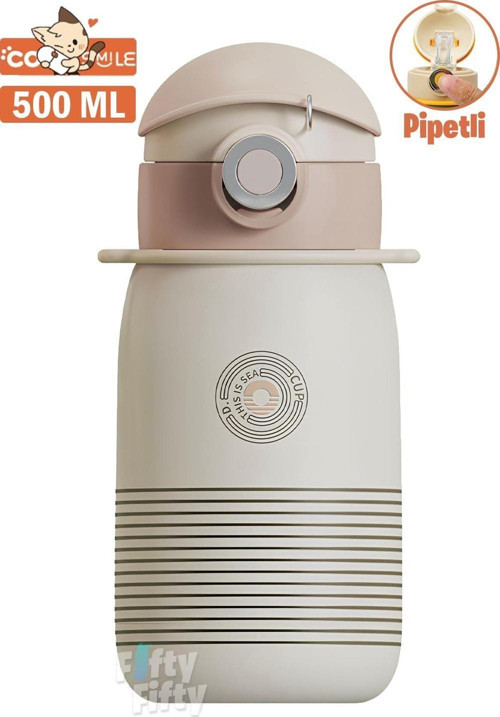 CocoSmile Özel Kutulu 500 ML Pipetli Çelik Termos -Boyun Askılı- 4 Farklı Model ffcs0003