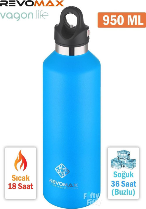 Revomax 950 ML Büyük Kapasiteli Özel Kapak Sistemli 18saat Sıcak/36 Saat Soğuk Çelik Termos -950ML