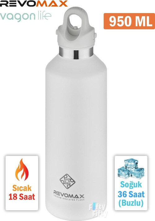 Revomax 950 ML Büyük Kapasiteli Özel Kapak Sistemli 18saat Sıcak/36 Saat Soğuk Çelik Termos -950ML
