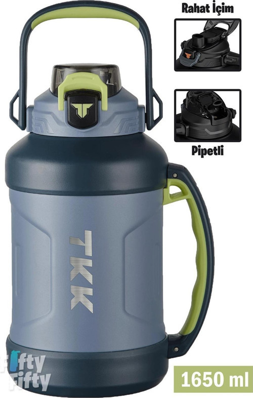 TKK 1650 ML Profesyonel Kamp Matarası/Çelik Termos Çift Kullanım Pipetli/Rahat İçim 12/24 Yalıtım -20281650