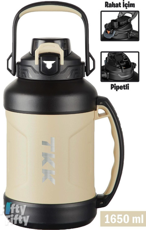 TKK 1650 ML Profesyonel Kamp Matarası/Çelik Termos Çift Kullanım Pipetli/Rahat İçim 12/24 Yalıtım -20281650