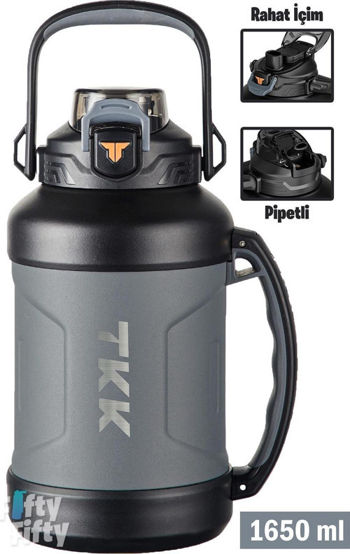 TKK 1650 ML Profesyonel Kamp Matarası/Çelik Termos Çift Kullanım Pipetli/Rahat İçim 12/24 Yalıtım -20281650