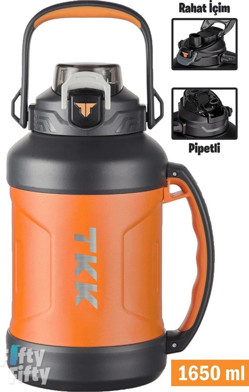 TKK 1650 ML Profesyonel Kamp Matarası/Çelik Termos Çift Kullanım Pipetli/Rahat İçim 12/24 Yalıtım -20281650