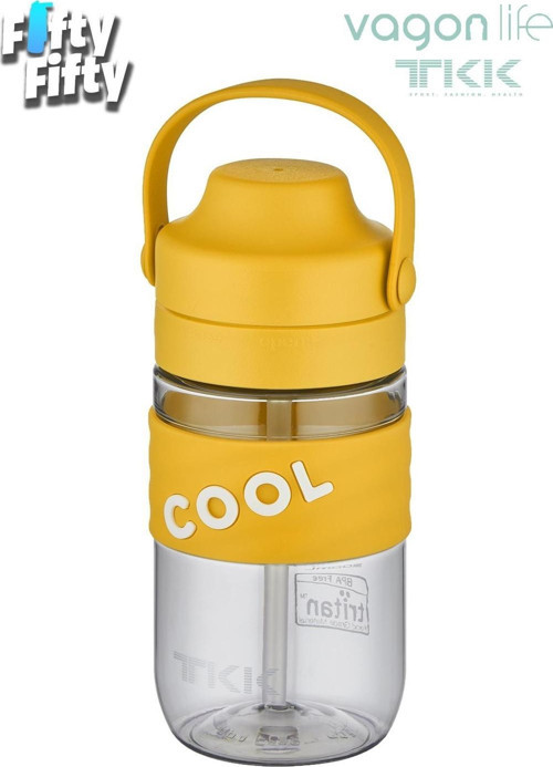 TKK 550 ML Pipetli(Isırılması güç) Taşıma kulplu Bpa İçermeyen Tritan Su Matarası COOL-550