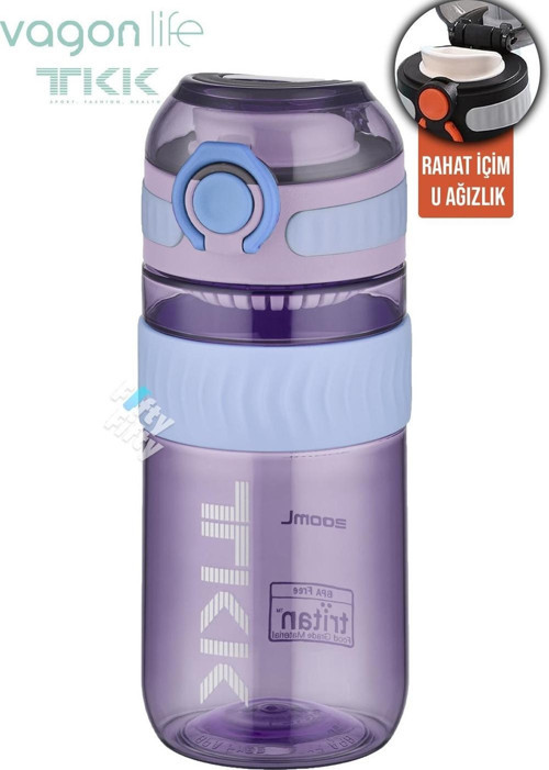 TKK 550 ML Rahat İçim (U Ağızlı) Bpa İçermeyen Taşıma Kulplu Tritan Su Matarası FFTKK1016-550ML