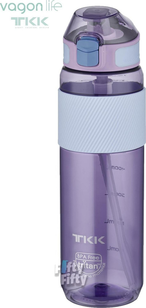 TKK 800 ML Kalın Isırılamaz Pipetli Bpa İçermeyen Taşıma Kulplu Tritan Su Matarası FFTKK1003-800ML