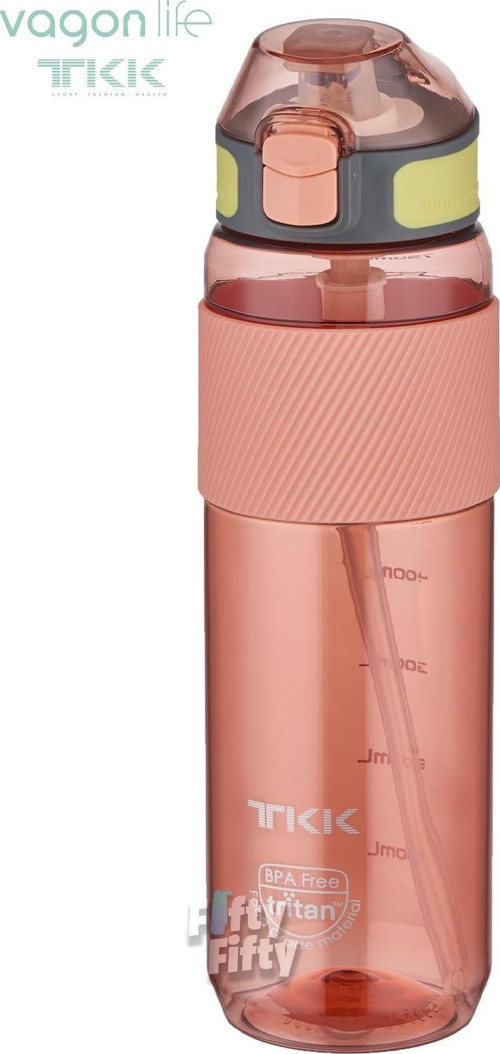 TKK 800 ML Kalın Isırılamaz Pipetli Bpa İçermeyen Taşıma Kulplu Tritan Su Matarası FFTKK1003-800ML
