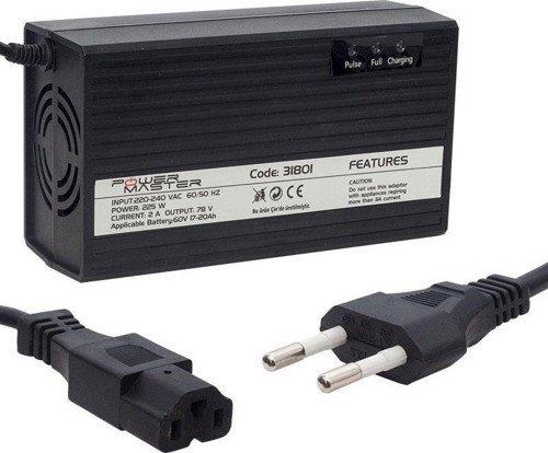 PM-31801 60 VOLT - 20 AMPER C16 ERKEK UÇLU ELEKTRİKLİ BİSİKLET ŞARJ CİHAZI