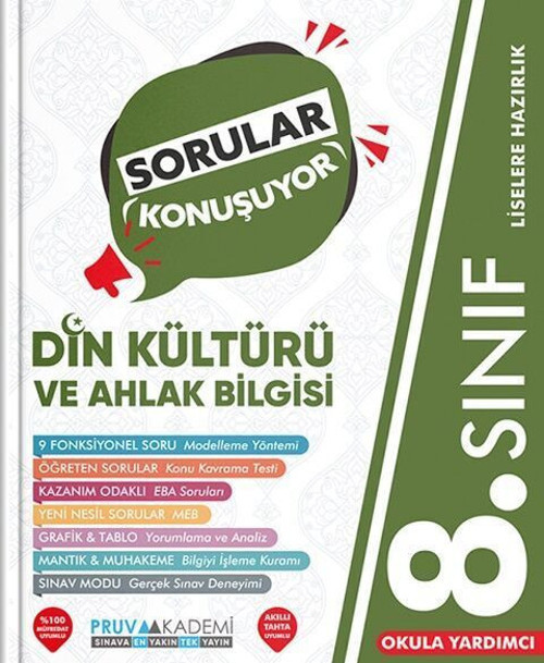 Pruva Akademi 8. Sınıf Din Kültürü ve Ahlak Bilgisi Sorular Konuşuyor Soru Bankası
