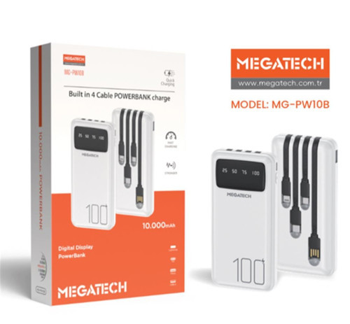 MG-PW10B 10.000 Mah Beyaz Powerbank Digital Gösterge