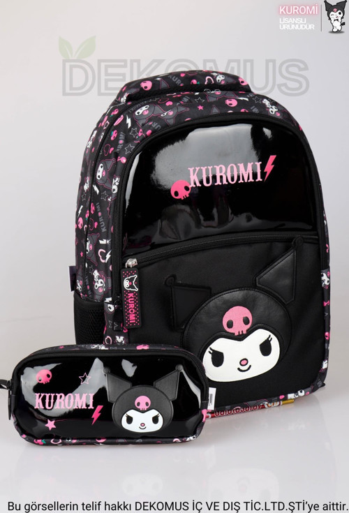 YENİ SEZON LİSANSLI KUROMI "DARK DELIGHT" ÖZEL KOLEKSİYON İLKOKUL VE KALEM ÇANTASI 2'LİSİ