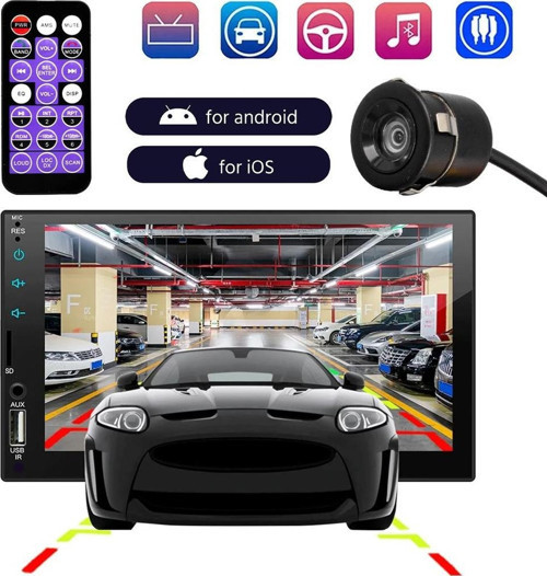 7 INCH CAR 2-DIN MP5 PLAYER CAR PLAY MEKANİKSİZ DOUBLE OTO TEYP (2818)