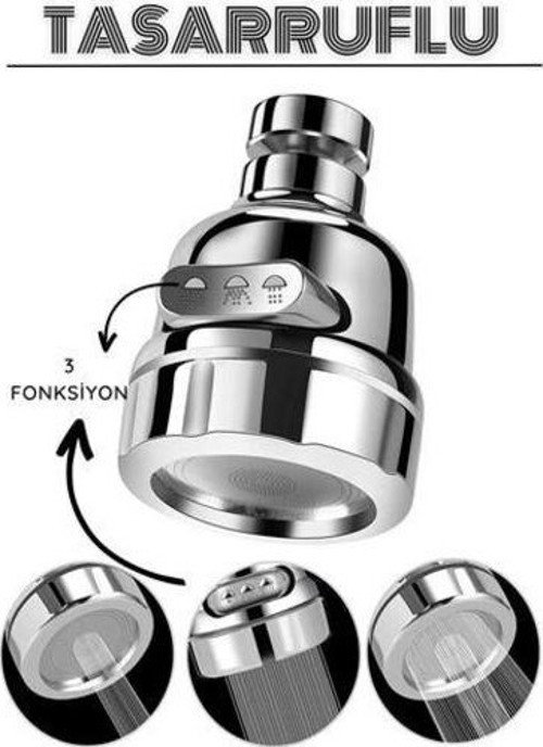 3 Fonksiyonlu Tasarruflu Musluk Başlığı Krom 715305