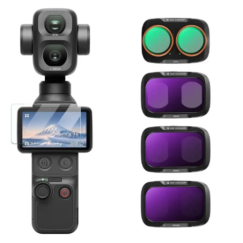 Dji Osmo Pocket 4P İçin 4 Parça Filtre Seti (CPL + ND16 + ND64 + ND256) – (Plastik)