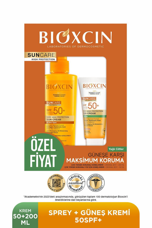 Sun Care Spf 50 Yüz Güneş Kremi 50 ml Karma Yağlı Cilt + Vücut Güneş Spreyi 200 Ml Avantaj Seti