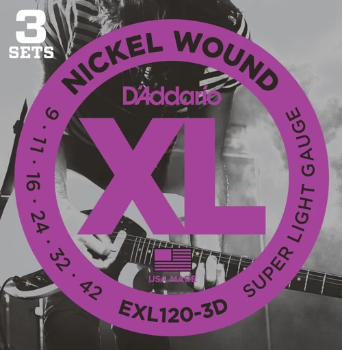 Daddarıo Exl120-3d (3 Set) Elektro Gitar Tel Seti, Xl, 9-42, Nıckel W