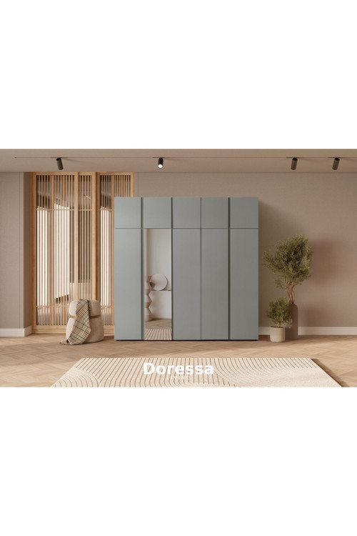 Bony Grey 5 Kapılı Modüllü Gardırop