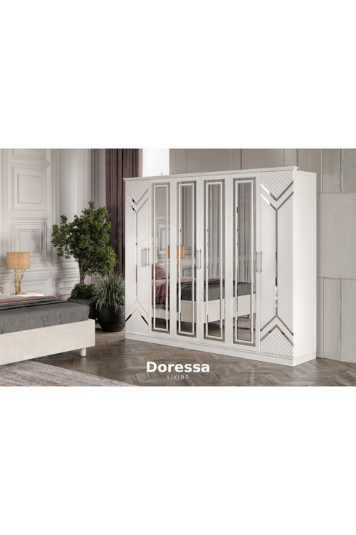 Doressa Home City White 6 Kapılı Gardırop