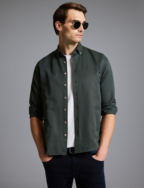 Koyu Haki Slim Fit Uzun Kollu Gömlek 50325365-VR111