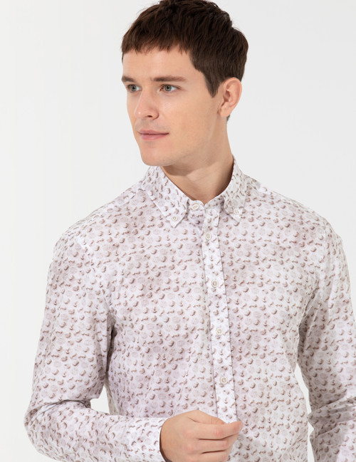 Bej Slim Fit Uzun Kollu Gömlek 50259504-VR011