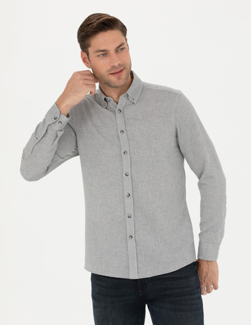 Gri Slim Fit Uzun Kollu Gömlek 50280157-VR024