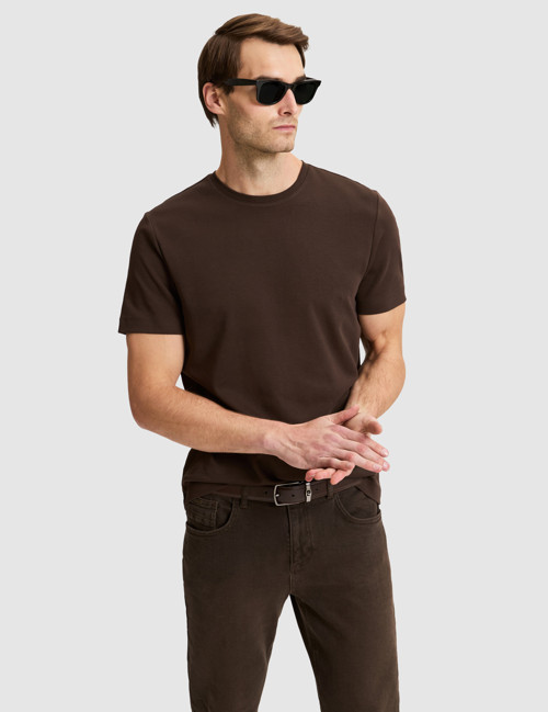 Koyu Kahverengi Regular Fit Basic Tişört 50333912-VR084