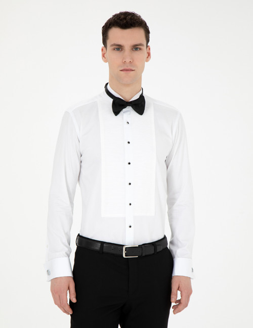 Beyaz Slim Fit Smokin Gömlek 50256425-VR013