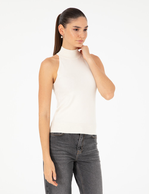 Ekru Slim Fit Triko Bluz 50296460-VR019
