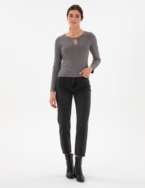 Gri Melanj Slim Fit Kazak 50290555-VR086