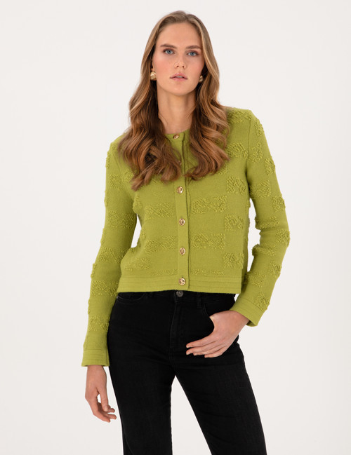 Yeşil Slim Fit Triko Hırka 50310960-VR257