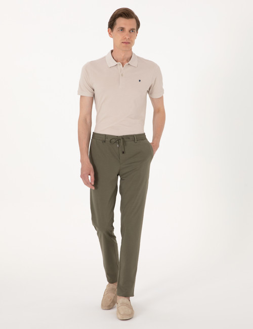 Haki Ex. Slim Fit Beli Lastikli Kordonlu Klasik Jogger Pantolon 50303459-VR016